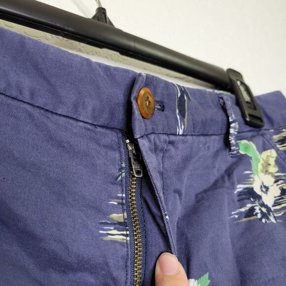 Fossil Navy Blue Tropical Hawaiian Surfer Vacation Flat Front Chino Shorts Sz 10 - Picture 4 of 8